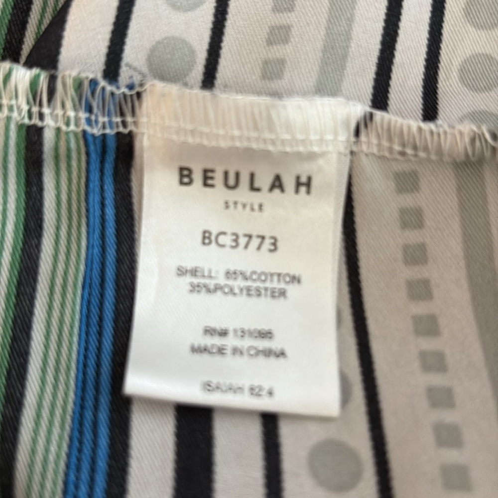 NWOT Beulah luxury brand Striped Green & Blue midi Dress w/ buttons & tie waist - Picture 13 of 13